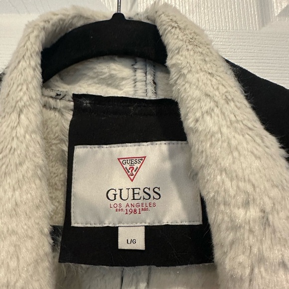GUESS Women’s Faux Shearling Sherpa Waterfall Vest L – Cozy Ski Lodge Cabincore - Picture 3 of 8